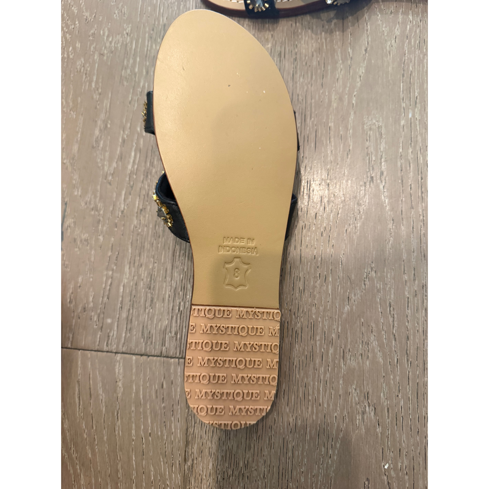Mystique, User: Mtinsta101@gmail.com Mystique Embellished Flat Sandals in Black - Picture 4 of 5